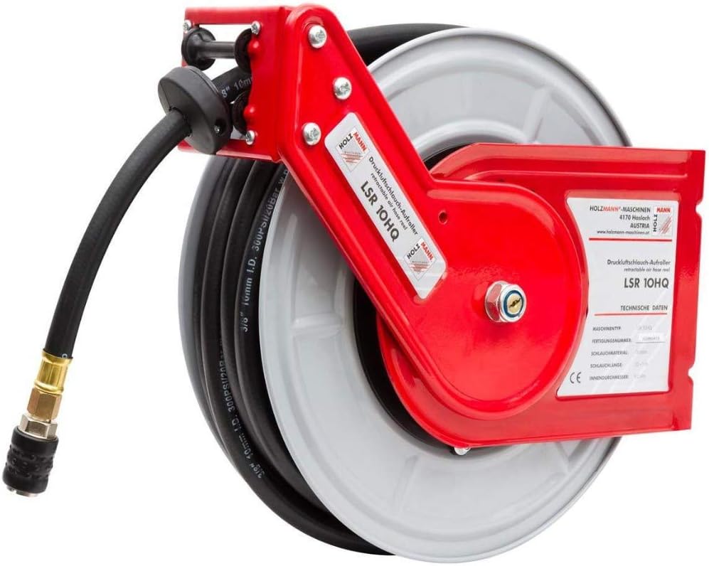 Holzmann Maschinen LSR10HQ Druckluft-Schlauchaufroller 10 m 10 bar Wandbefestigung, Deckenbefestigun