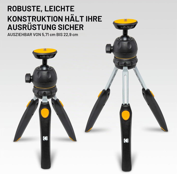 KODAK PhotoGear Mini-Stativ mit Fernbedienung, 360°-Kugelkopf, kompaktes 22,9 cm Tischstativ, 27,9 c