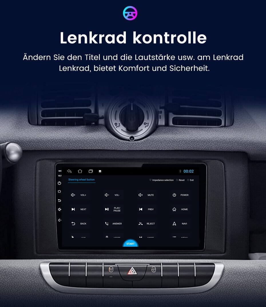 Android Autoradio Mit GPS Navigation HD Bildschirm Touch Display Canbus + Einparkkamera Nachtsicht H