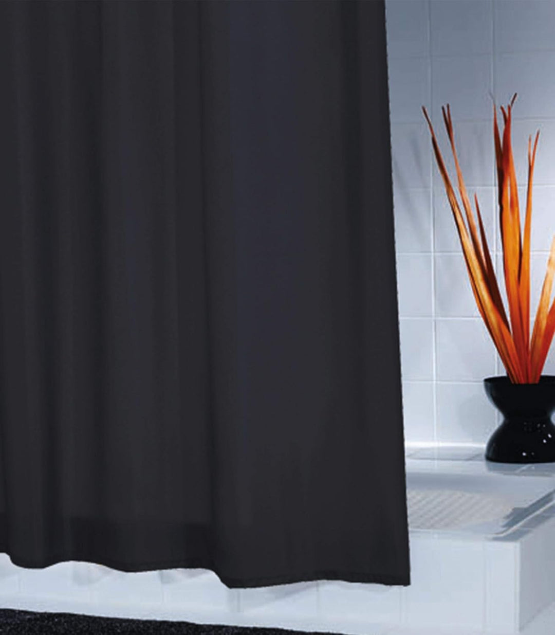 RIDDER Duschvorhang Textil Madison schwarz 180x200 cm 180x200 cm Schwarz, 180x200 cm Schwarz