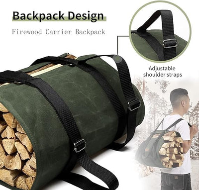 Feuerholz-Trage-Rucksack, CYUREAY wasserabweisende Feuerholz-Tasche, stabile Holzklotz-Tragetasche m
