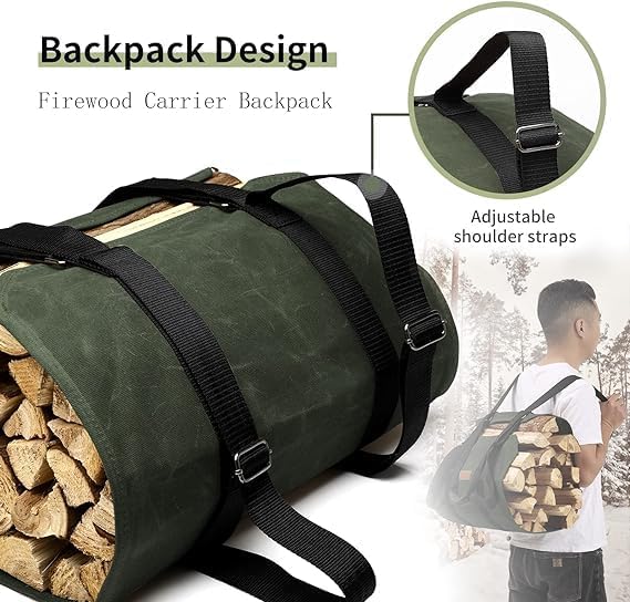 Feuerholz-Trage-Rucksack, CYUREAY wasserabweisende Feuerholz-Tasche, stabile Holzklotz-Tragetasche m