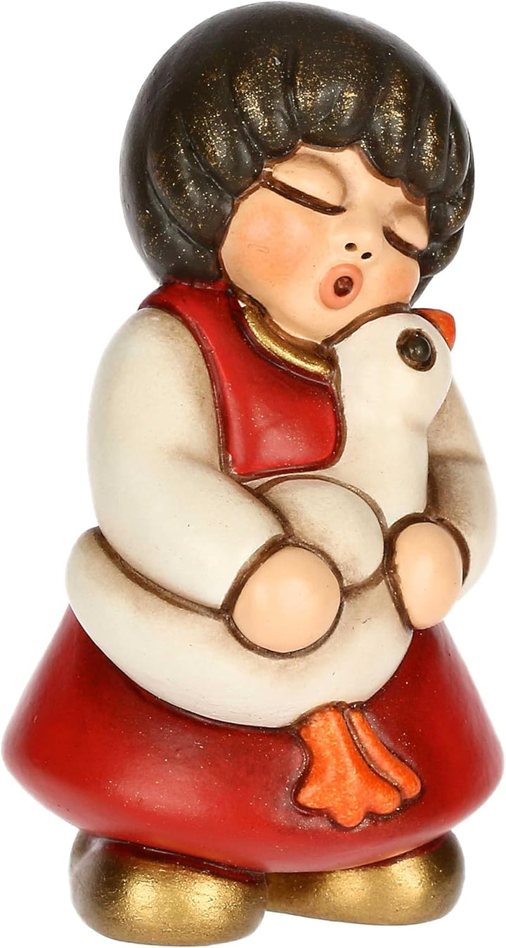 THUN, Mädchen mit Gans aus hochwertiger Keramik, Kollektion Klassische Krippe, Weihnachtskrippenfigu