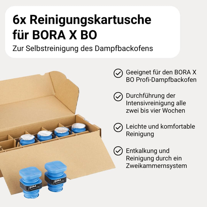 BORA 6 x Reinigungskartusche X BO Dampfbackofen, Selbstreinigung, Zweikammerkartuschen, Reiniger Zub