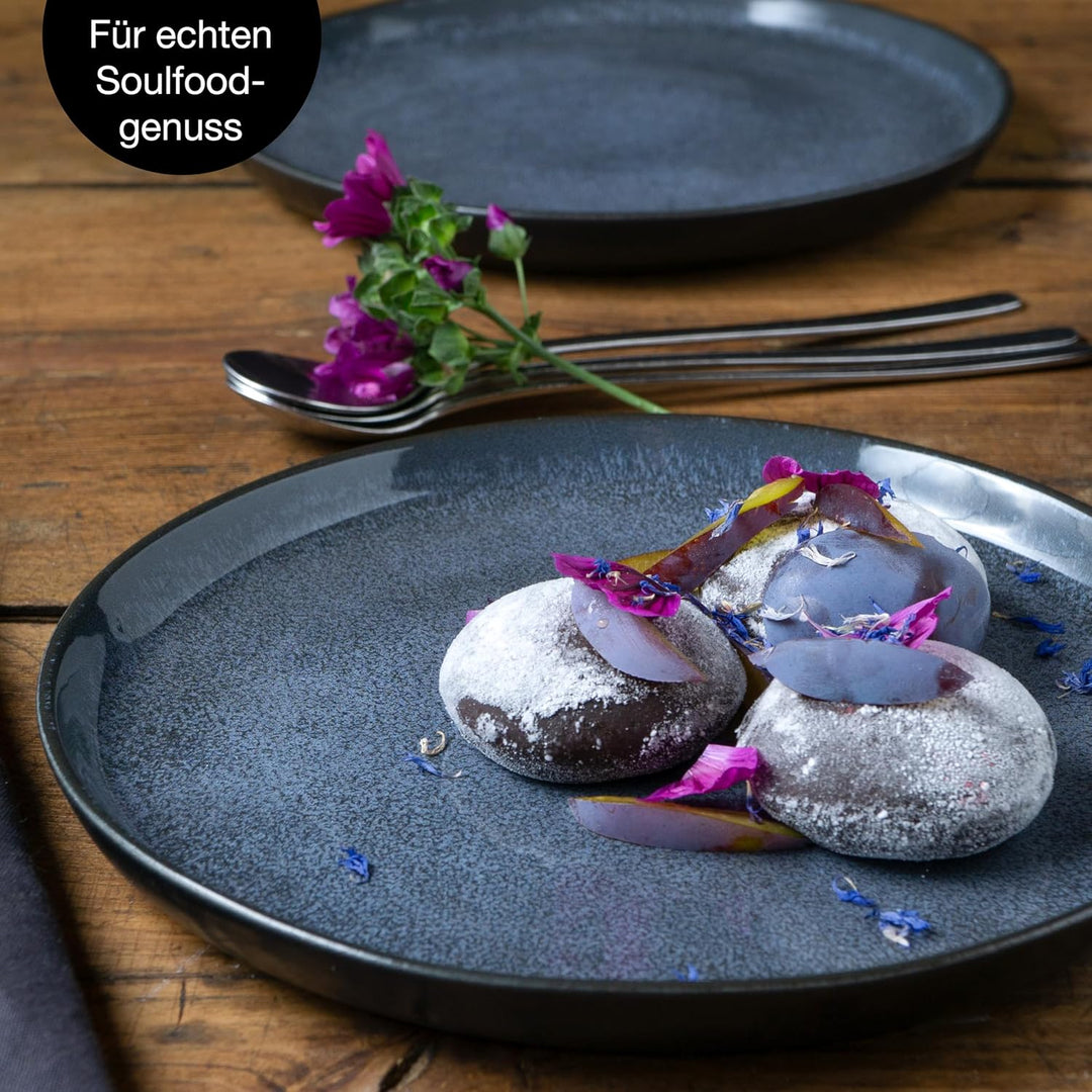 Moritz & Moritz VIDA 6er Dessert Teller Set blau - Kuchenteller für 6 Personen - Porzellan spülmasch