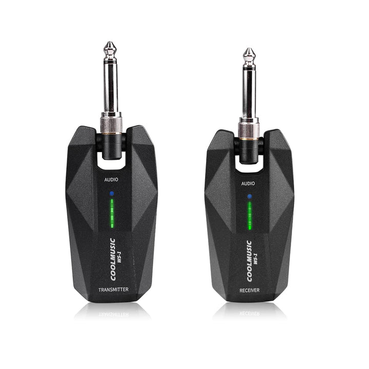 Coolmusic WS1 Kabelloses Stereo-Gitarrensystem 5,8 GHz mit 1/4-Zoll- und 1/8-Zoll-Instrumentenstecke