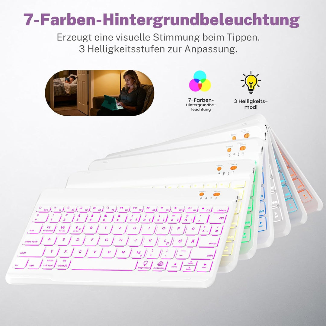 OYEEICE Hülle mit Tastatur für iPad 9/8 /7 Generation 10,2 Zoll, Vergrösserte Anti-Falloff Tastenkap