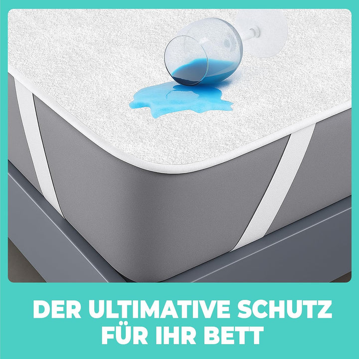 Matratzenschoner 90 x 200 cm Wasserdichte 2 Stk. Matratzenauflage aus Baumwolle Nässeschutz Inkontin