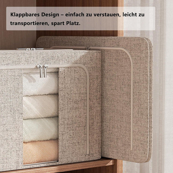 Aufbewahrungsboxen Kleidung 66L, Faltbar Mit Metallrahmen, Deckel, Sichtfenster, Stapelbar Für Kleid