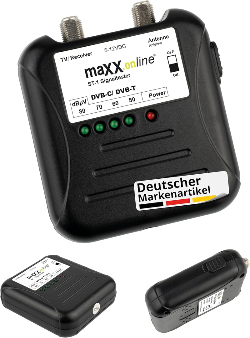 maxx.onLine ST-1 Signaltester Kabelfernsehen DVB-C/DVB-T, analog/digital 40-862 MHz