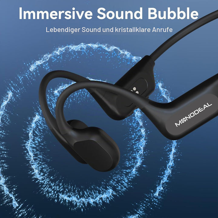 MONODEAL Knochenschall Kopfhörer Schwimmen Bluetooth 6.0 IPX8 Unterwasser 16G MP3 Open-Ear Bone Cond
