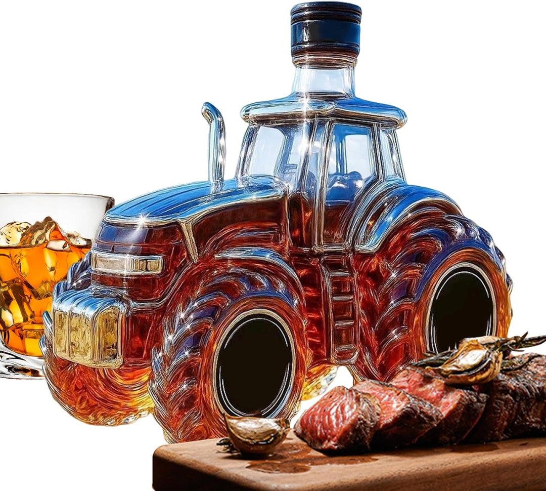 Whisky Glasflaschen - 300ml Traktor Design Getränkebehälter,Spirituosen Karaffe Flasche,für Familien