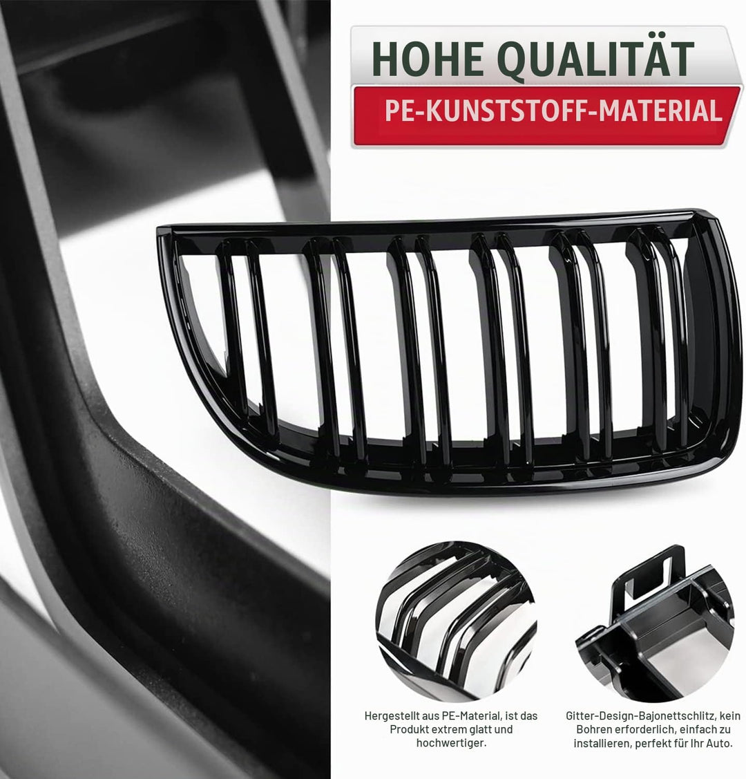 TOPTHAN E90 Kühlergrill Passend für BMW E90 E91 2005 2006 2007 2008 Glanz Kühler Front Doppel Rippen