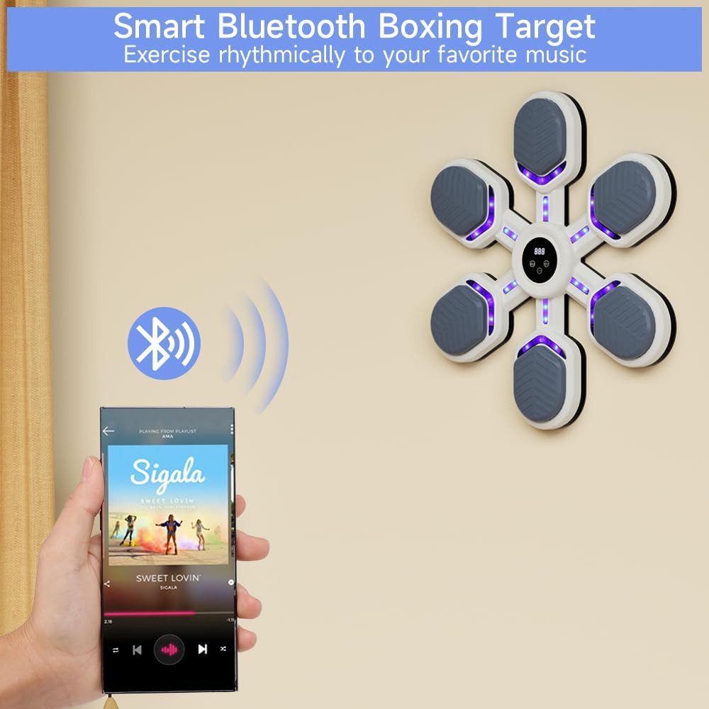 MusicBoxingMachine – Musik-Box-Trainer mit 9 Modi & 9 Geschwindigkeitsstufen, LED-Punching-Zielwand,