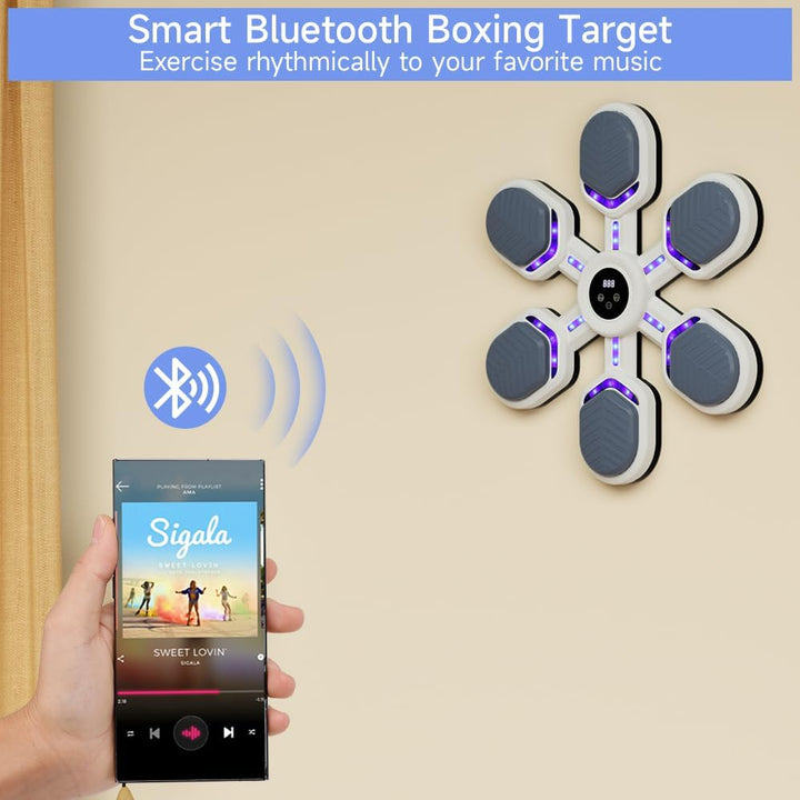 MusicBoxingMachine – Musik-Box-Trainer mit 9 Modi & 9 Geschwindigkeitsstufen, LED-Punching-Zielwand,