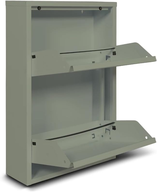 Metall-Schuhschrank 2-Türen - 50 x 15 x 71,5 cm - Platzsparendes und Stilvolles Schuhregal - Moderne