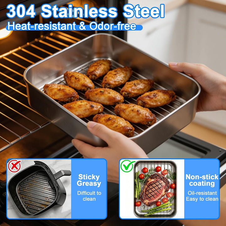 Heissluftfritteuse Zubehör 7-tlg, Edelstahl Airfryer Auflaufform für Ninja FlexDrawer AF500EU AF400E