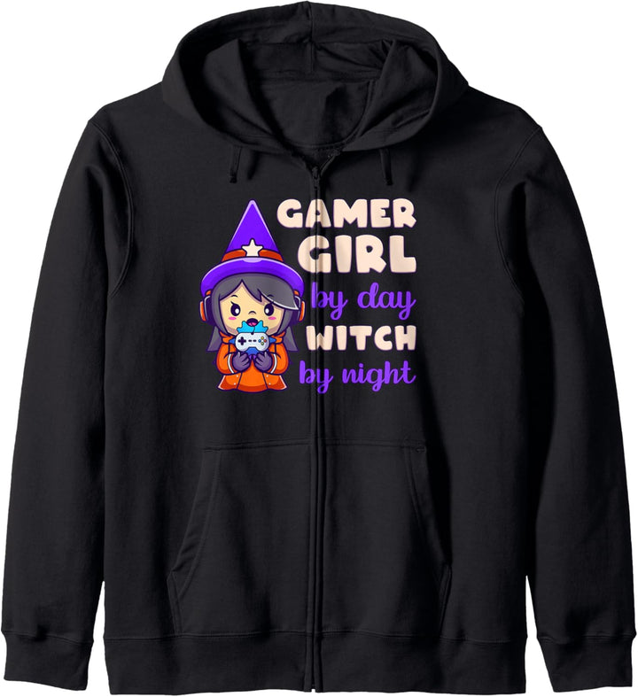 Halloween Gamer Girl, Wich Halloween Gaming, auf Englisch Kapuzenjacke