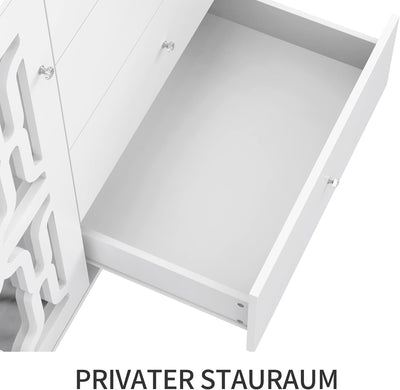 ModernLuxe - Weiss verspiegelte Sideboard mit Kristallgriffen, für Wohn- und Esszimmer (147,5 x 40 x