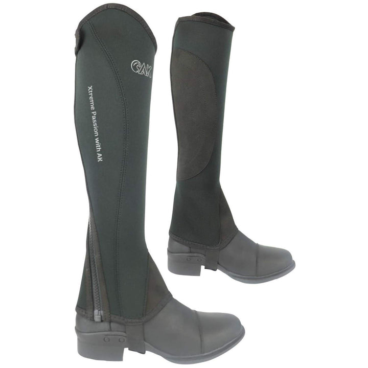 AK Reitchaps aus Neopren mit gebogenem Reissverschluss AKRS-1828 4XL Schwarz Grau, 4XL Schwarz Grau