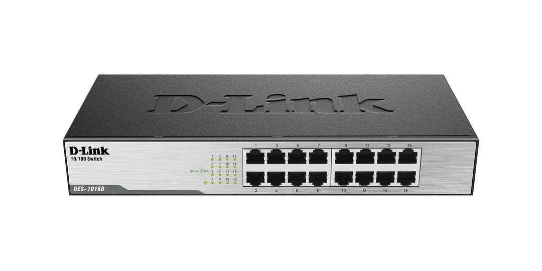 D-Link DES-1016D 16-Port Fast Ethernet Switch (10/100 Mbit/s-Anschlüsse, bis zu 200 Mbit/s im Full-D