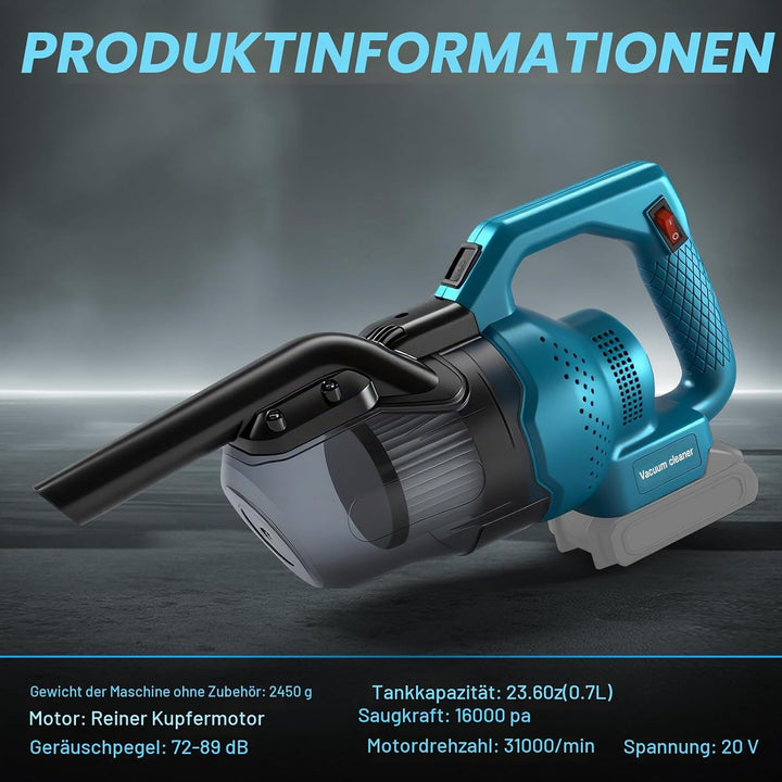 Akku Handstaubsauger Kompatibel mit Makita 18V Batterie, 16KPa 4-in-1 Multifunktionaler Staubsauger,