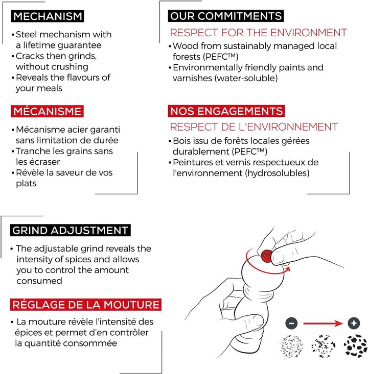 Peugeot Paris Manuelle Salzmühle, Klassische Mahlgradeinstellung, Höhe: 30 cm, Holz, Braun, 870430/S