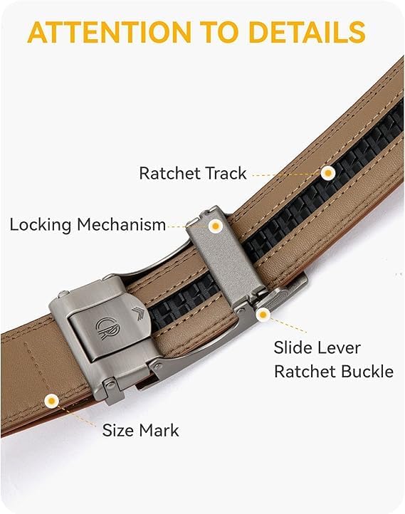 CHAOREN Gürtel Herren, Automatik Ledergürtel Herren Ratsche für Business Anzug, 35mm Gürtel ohne Löc