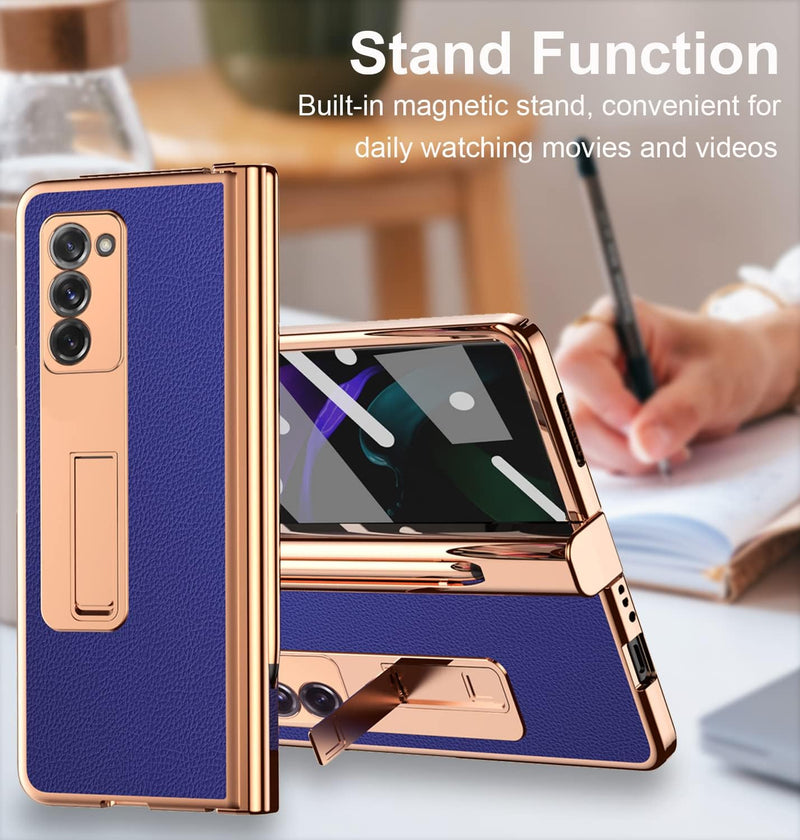 Miimall für Samsung Galaxy Z Fold 3 Hülle mit S Pen, 5 in 1 Design Voller Schutz Case mit Glas Displ