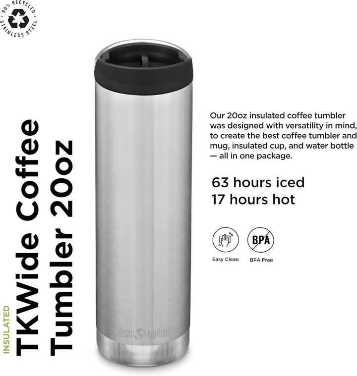 Klean Kanteen Herren tkwide Vi Trinkflasche Einheitsgrösse Brushed Stainless, Einheitsgrösse Brushed