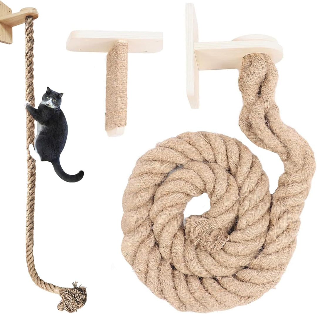 Wandmontiertes Klettertau Für Katzen,Katzensprungkissen - Wandmontierte Sprungstufen Mit Ruheregal F