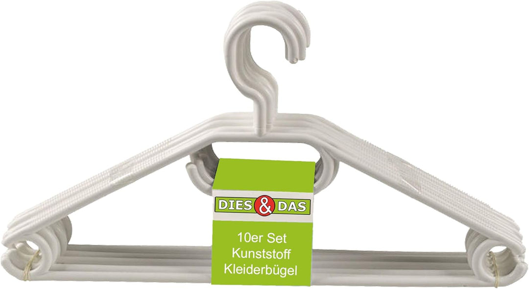 DIES&DAS 10-500 Stück (100, Weiss) || Made in EU || schwarz oder weiss Kunststoff Kleiderbügel Kugel