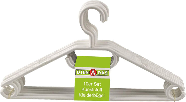 DIES&DAS 10-500 Stück (100, Weiss) || Made in EU || schwarz oder weiss Kunststoff Kleiderbügel Kugel