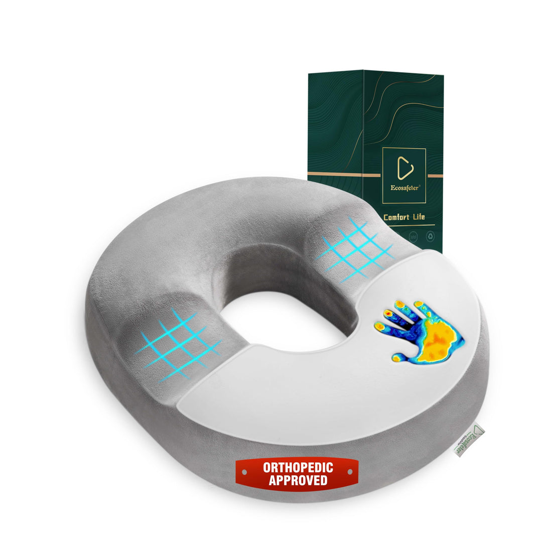 Donut Sitzkissen aus Memory Foam – Ergonomisches Ringkissen für Büro, Auto & Homeoffice – Druckentla