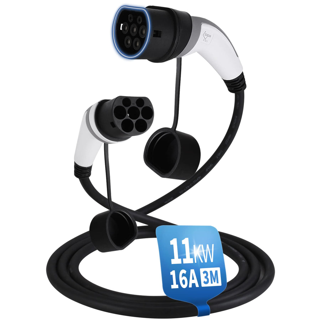 Ladekabel Typ 2 11kW 16A für Hybrid & Elektroauto | 3 phasig | 3 Meter Typ 2 Ladekabel, Ladekabel El