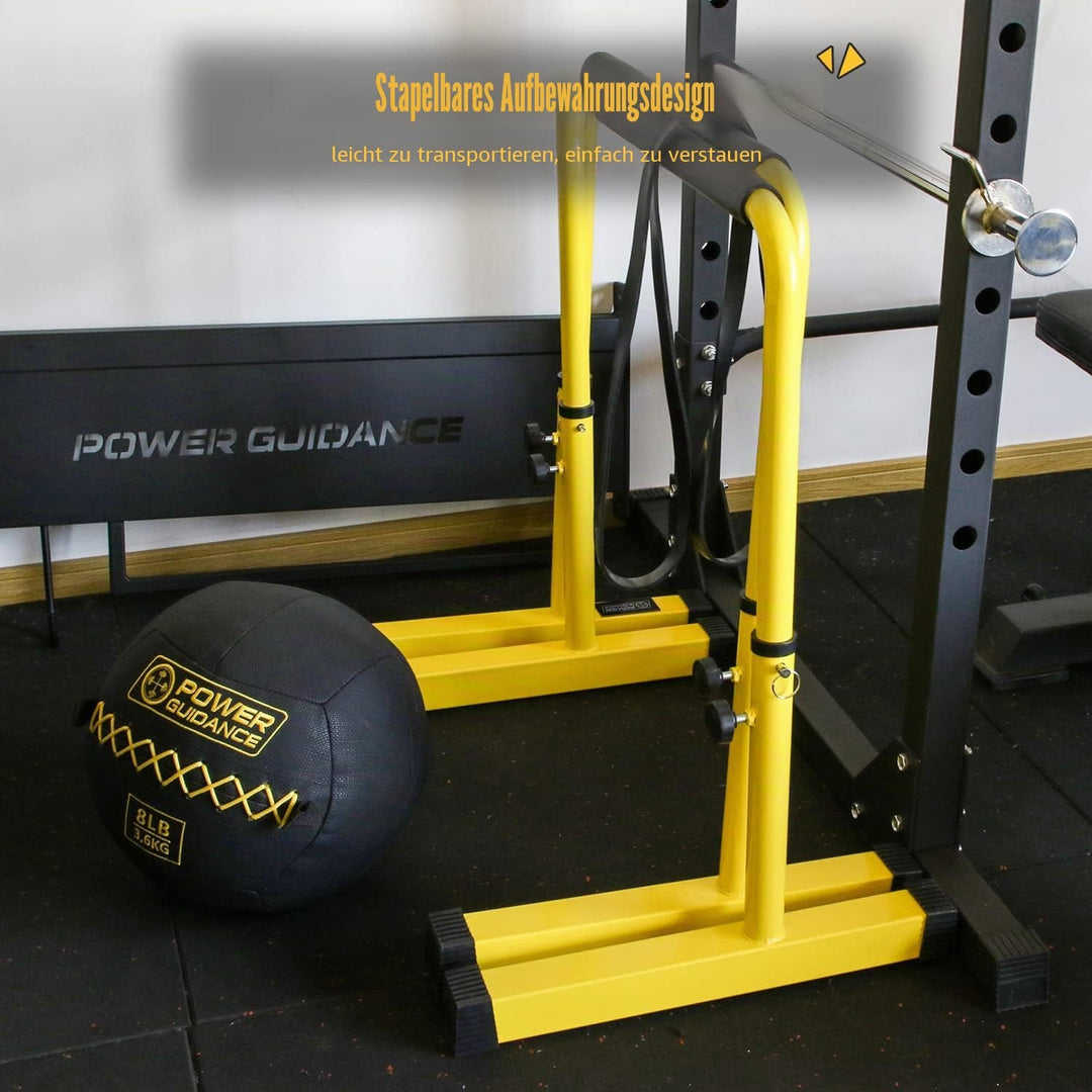 POWER GUIDANCE Dip Barren Dip Bar Quadratische breite Stützfüsse Einstellbare Höhe 77cm 84cm 91cm 98