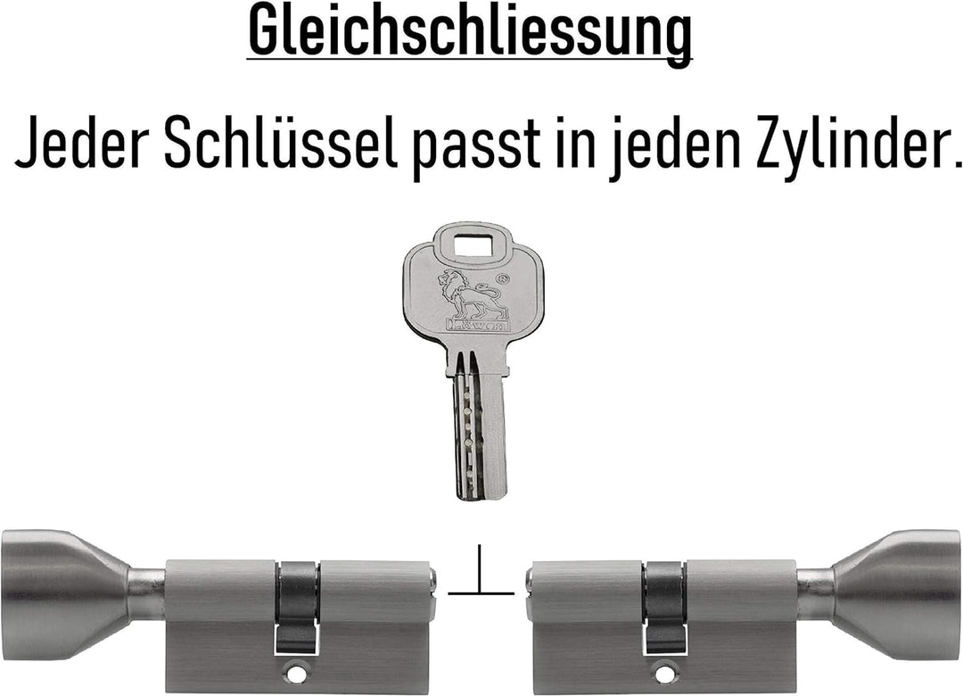 2x Knaufzylinder KSN 70 mm 35/35 gleichschliessend inkl. 10