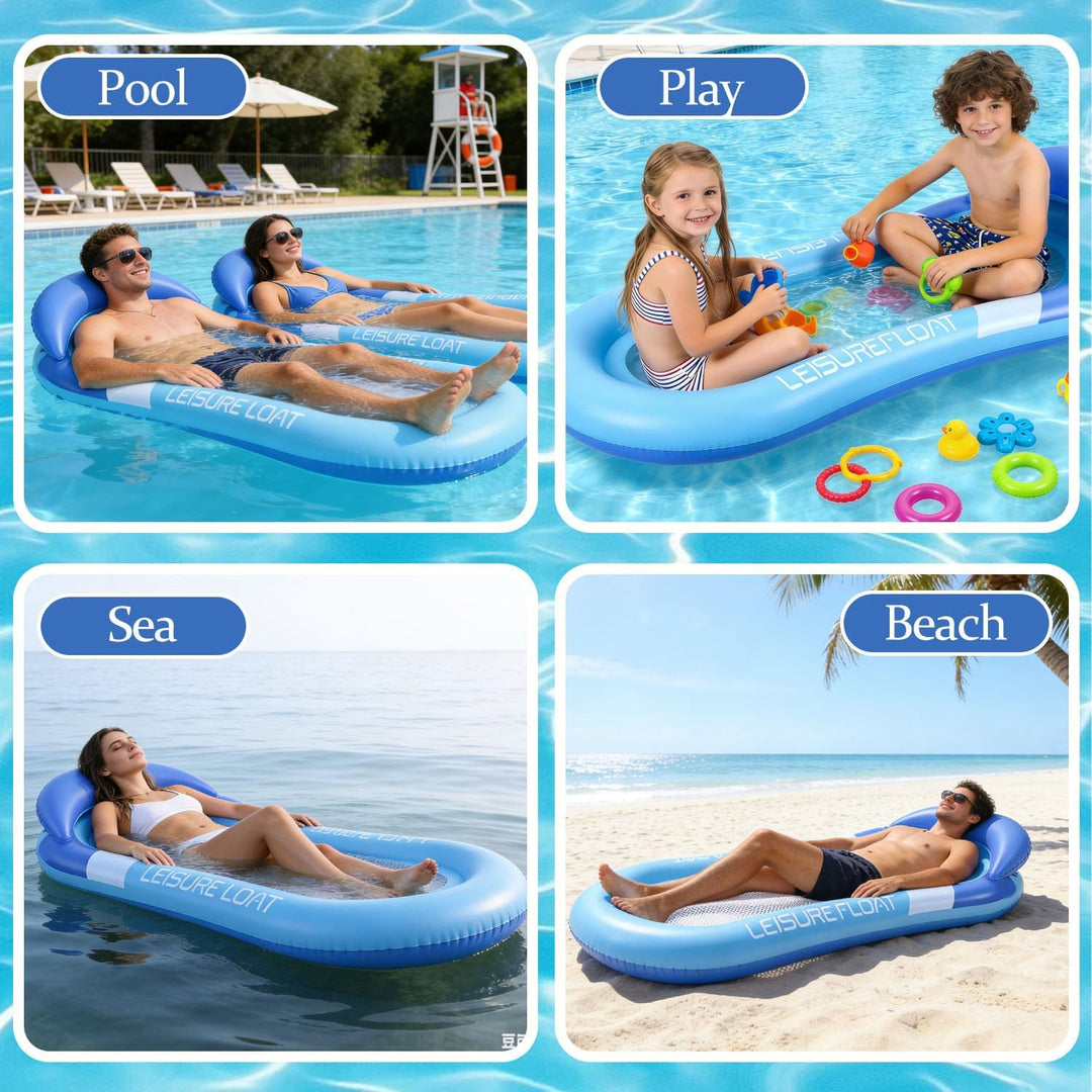 Luftmatratze Wasser,Luftmatratze Pool mit Netz 2 in 1,Wasserhängematte mit Netz Tragbare,Aufblasbare