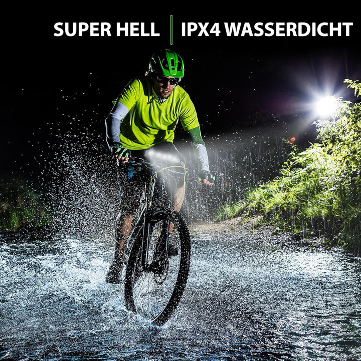 UPPEL Fahrradlicht Vorne 2600 Lumens USB C Ladeanschluss 5 LEDs 8000mah 4-Lichtmodi Einfache Install