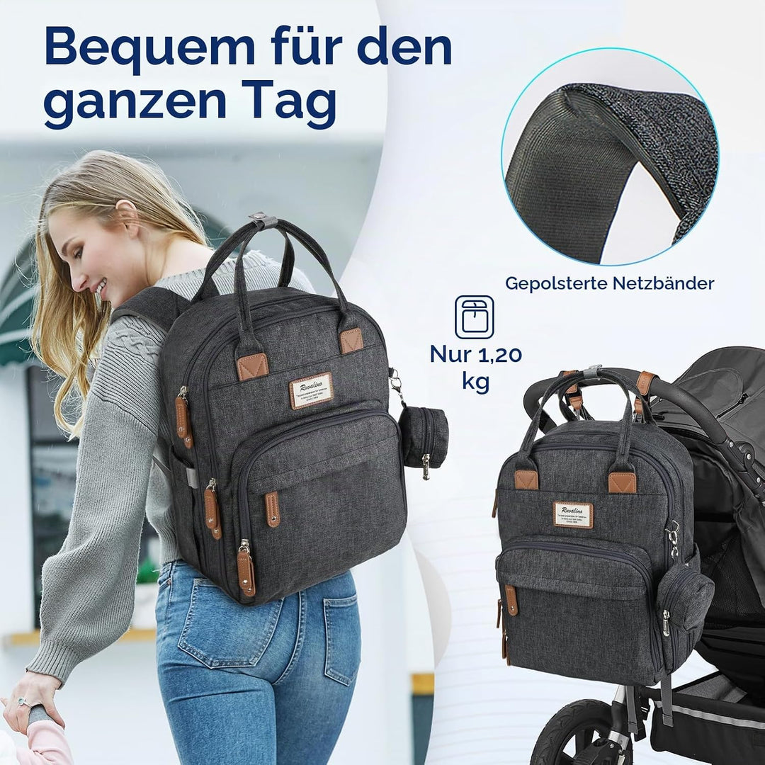 Dikaslon Wickeltasche Rucksack Grosser Wickelrucksack mit Multifunktions-Babytaschen und mobiler Wic