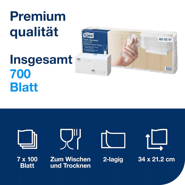 Tork Xpress extra weiche Multifold Papierhandtücher 600297 - H2 Premium Falthandtücher für Handtuchs