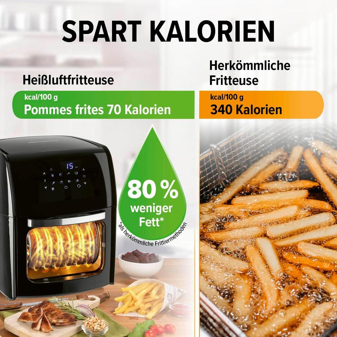 GOURMETmaxx Digitale Heissluftfritteuse 12L XXL-Ofen | Airfryer mit Timerfunktion, Touchdisplay, Dre