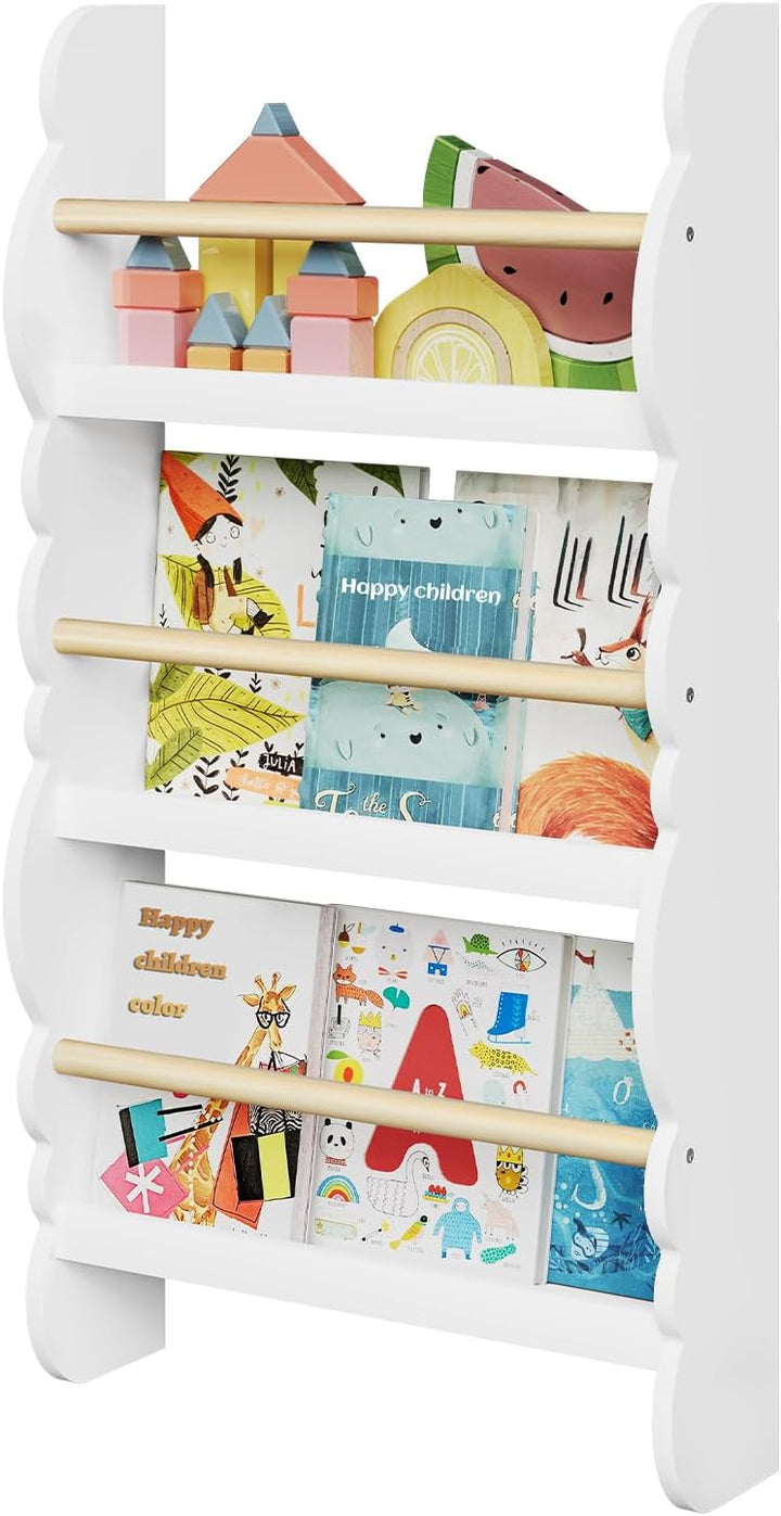 WOLTU Kinder Bücherregal Wand, Bücher-Organizer mit 3 Ablagen, Kinderregal für Buchaufbewahrung, Wan