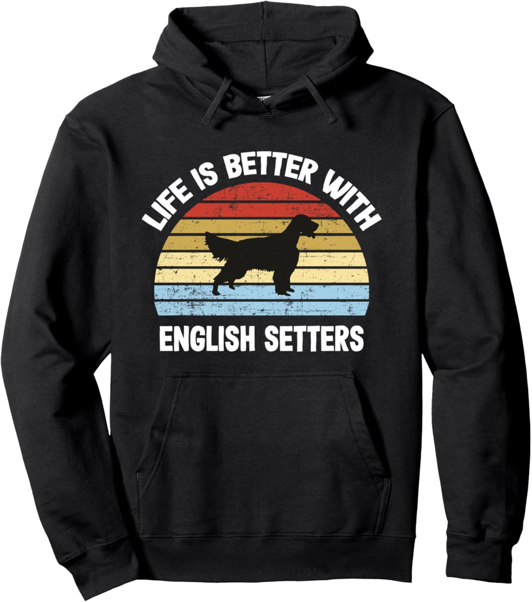 Retro English Setter Hundegeschenk Pullover Hoodie