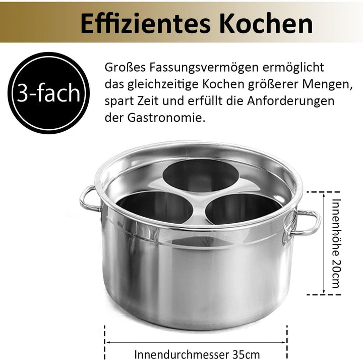Kurflo Kommerzieller Nudeltopf, Edelstahl, für Ramen, Udon, Spaghetti & Fondue, geeignet für Gasherd