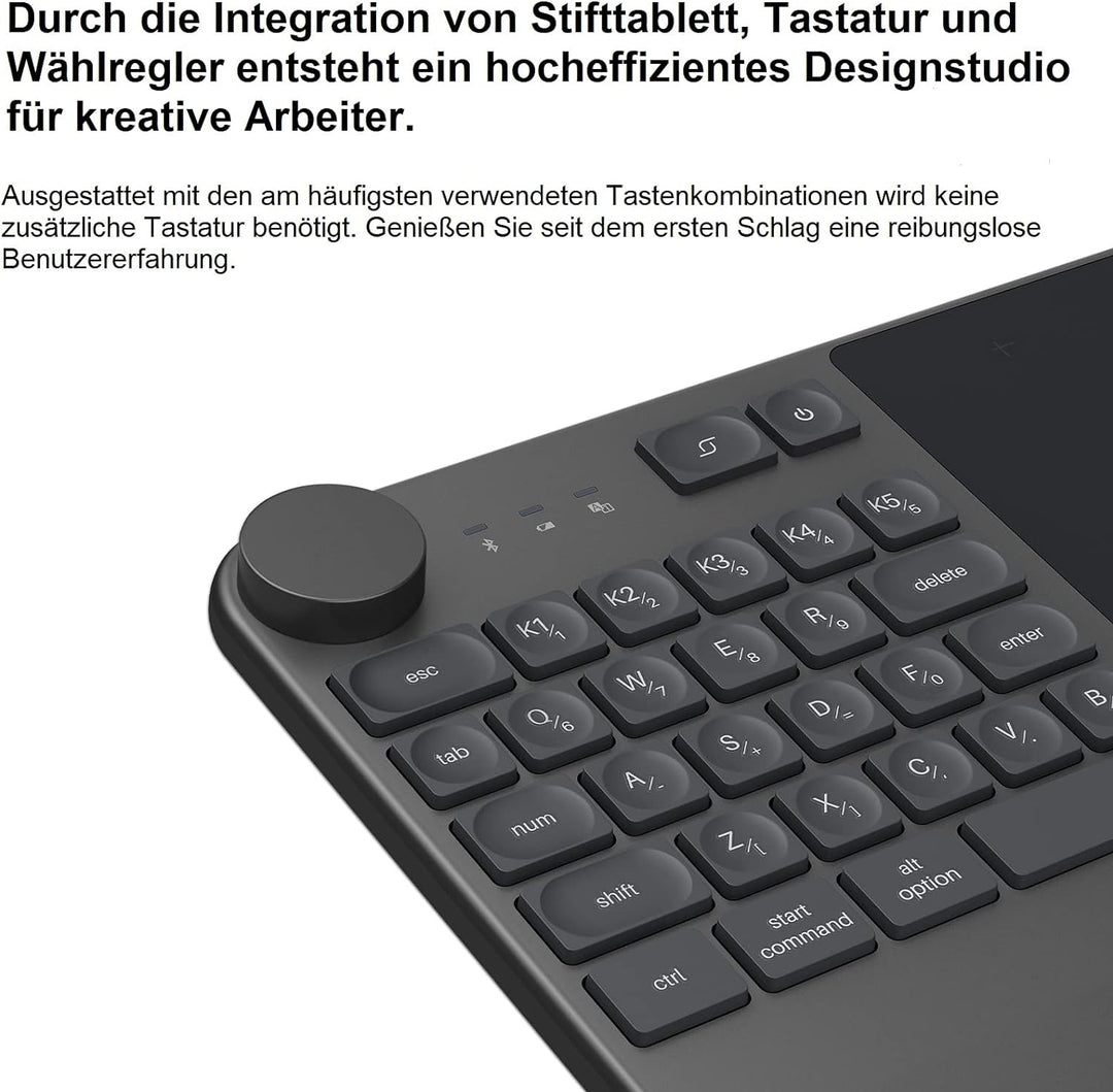 HUION Grafiktablett Inspiroy Keydial KD200 Bluetooth 5.0 8,9 x 5,6 Zoll Stifttablett kombiniert mit