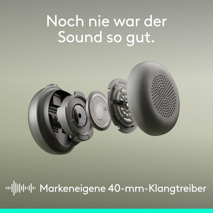Logitech Zone Wireless 2 ES – kabelloses Headset mit Geräuschunterdrückung, adaptiver Hybrid-ANC, Bl