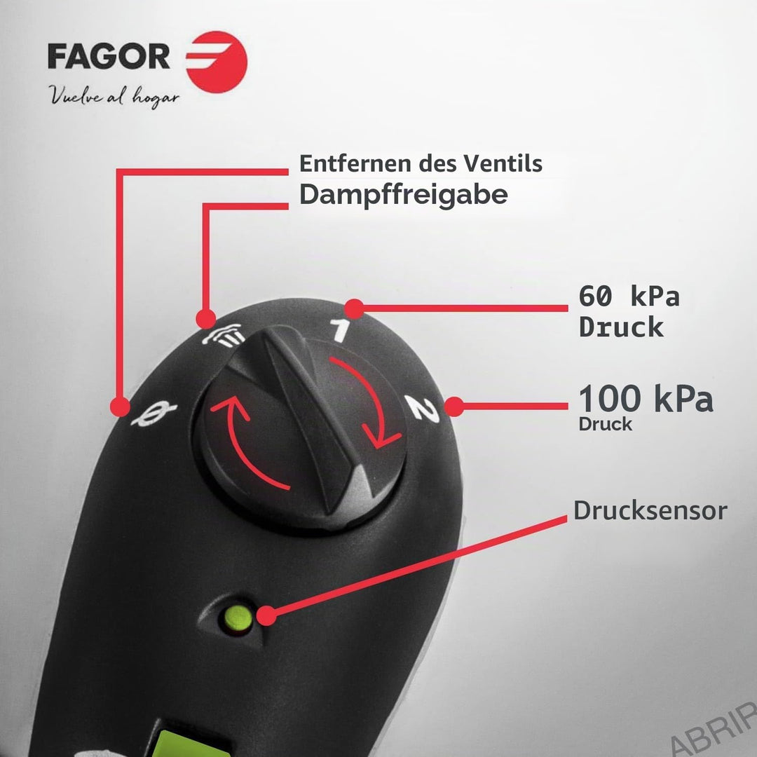 Fagor Rapid Xpress Schnellkochtopf 6 Litern, Induktion, Dampfkochtopf Express-Superschnell, Edelstah