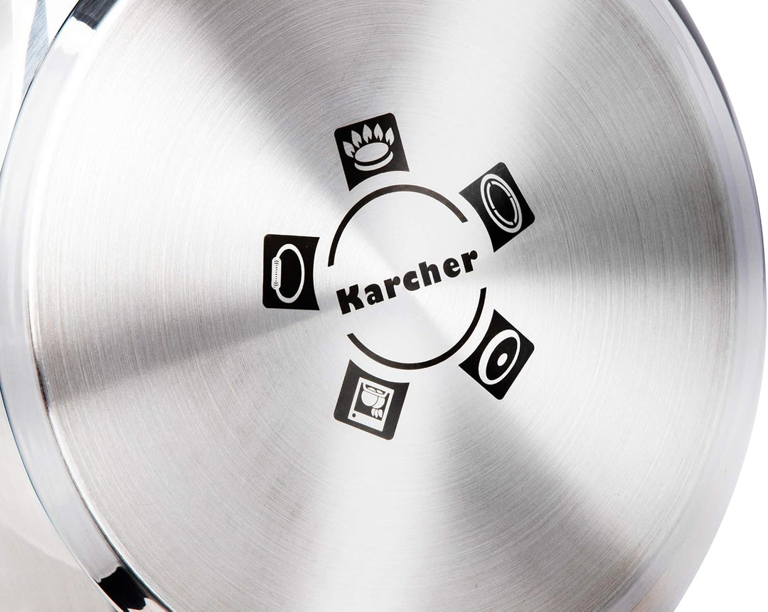 Karcher Topfset Jovita aus Edelstahl, Kochgeschirr Induktion-Kochtopf-Set, Töpfe mit Glasdeckel/Pfan