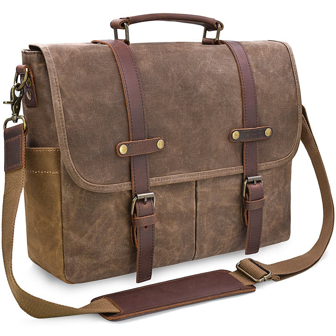 NEWHEY Herren Umhängetaschen Aktentasche Laptoptasche Wasserdichte Canvas Gross Arbeitstasche Messen